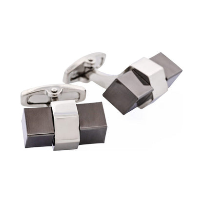 Rhodium Plated & Hematite Cufflinks