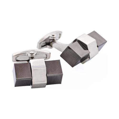 Rhodium Plated & Hematite Cufflinks