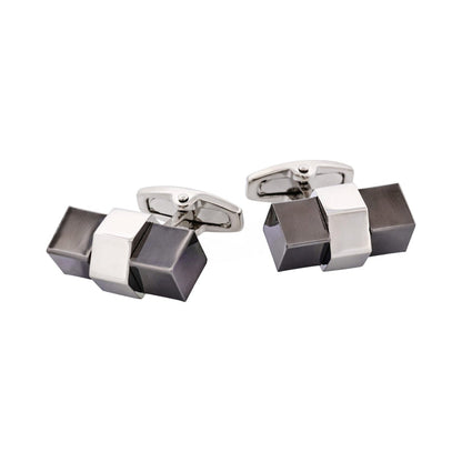 Rhodium Plated & Hematite Cufflinks