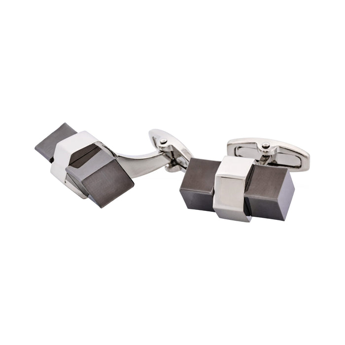 Rhodium Plated & Hematite Cufflinks
