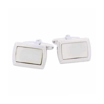 Rhodium Plated Mother Of Pearl Cufflinks