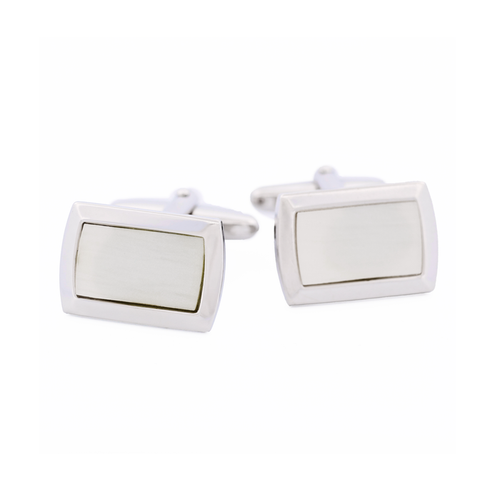 Rhodium Plated Mother Of Pearl Cufflinks