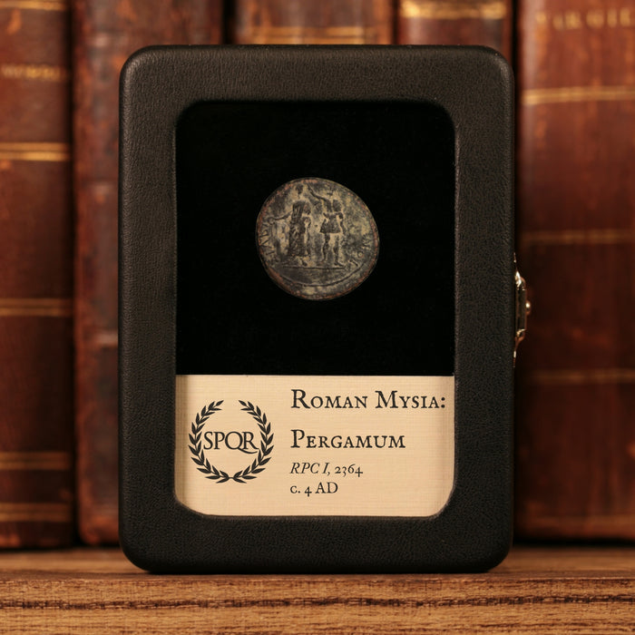 Rome, Mysia, Pergamum, AE Unit, Roman Senator & Statue of Augustus - c. 4 CE - Roman Provinces