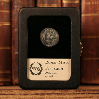 Rome, Mysia, Pergamum, AE Unit, Roman Senator & Statue of Augustus - c. 4 CE - Roman Provinces
