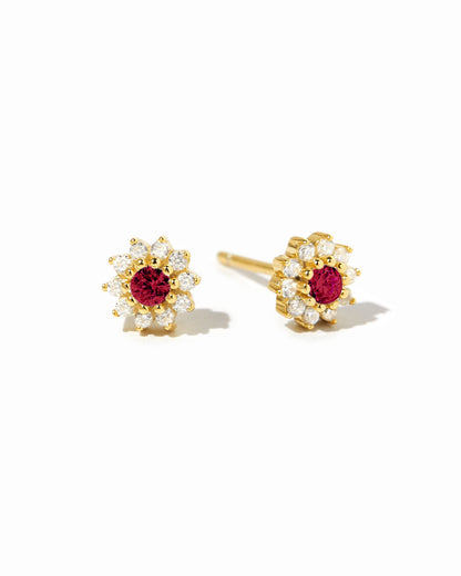 Ruby Dainty Flower Studs