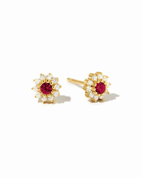 Ruby Dainty Flower Studs