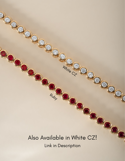Ruby Bezel Tennis Necklace