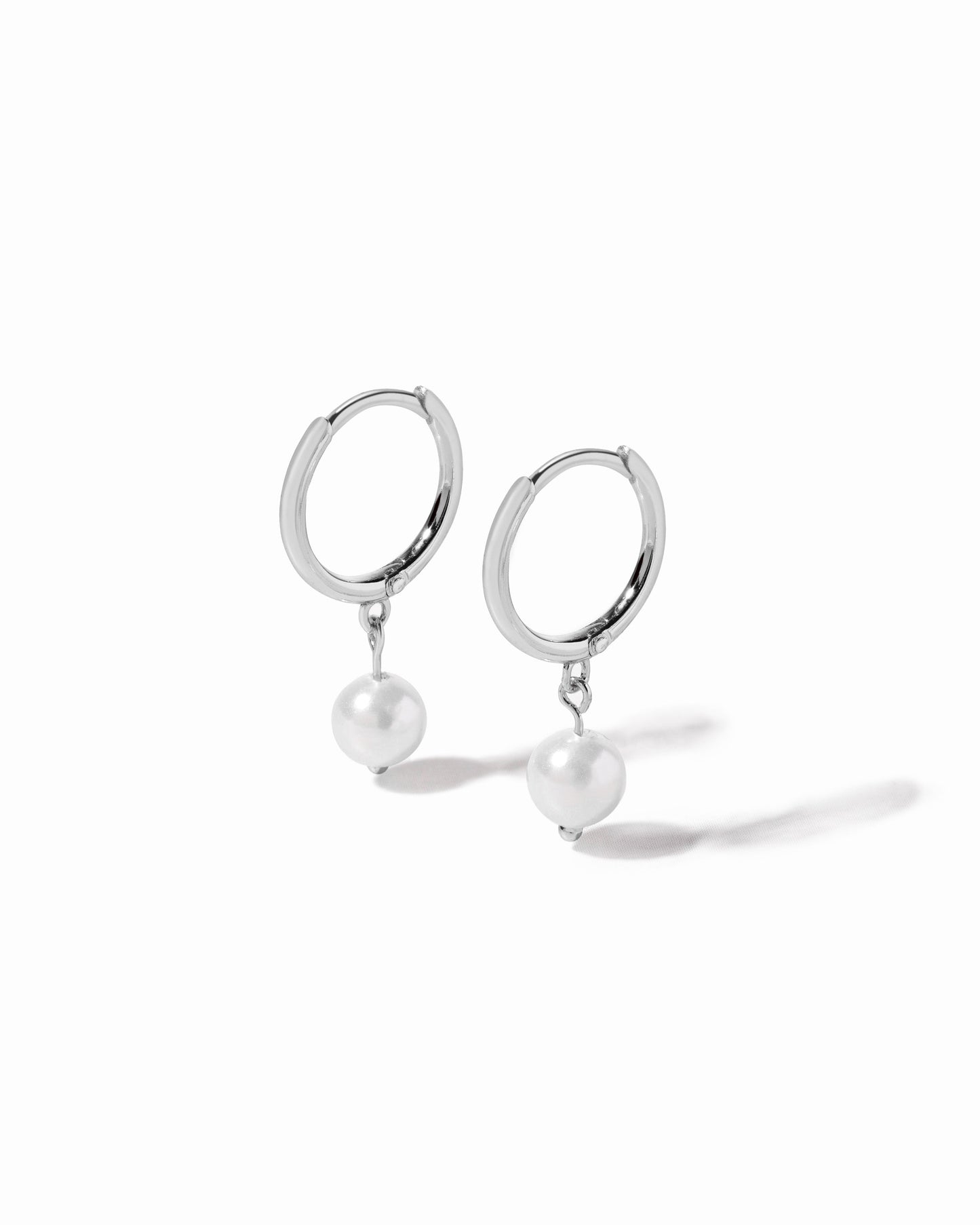 Dainty Pearl Charm Hoops