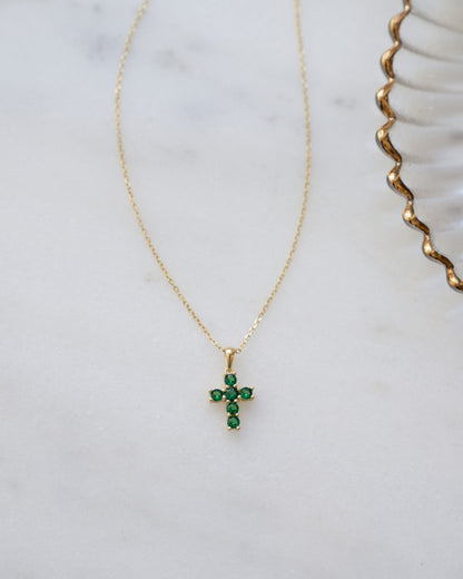 Emerald Cross Necklace