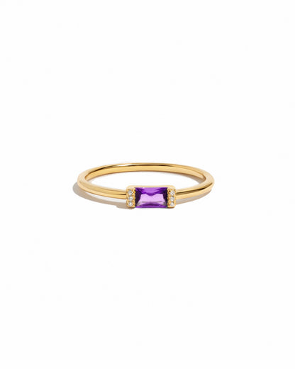 Amethyst Simple Baguette Ring