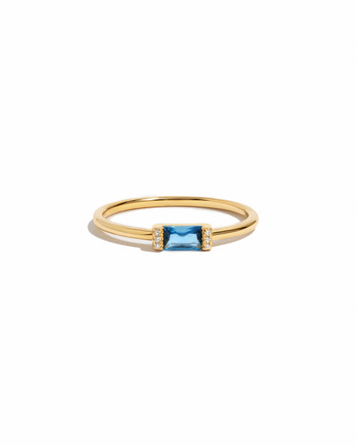 Blue Topaz Simple Baguette Ring
