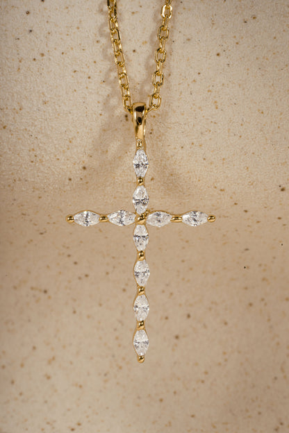 Marquise Cut Cross Necklace
