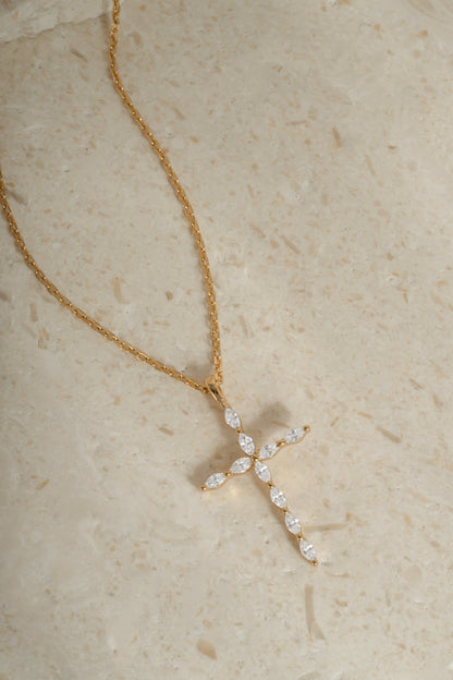 Marquise Cut Cross Necklace