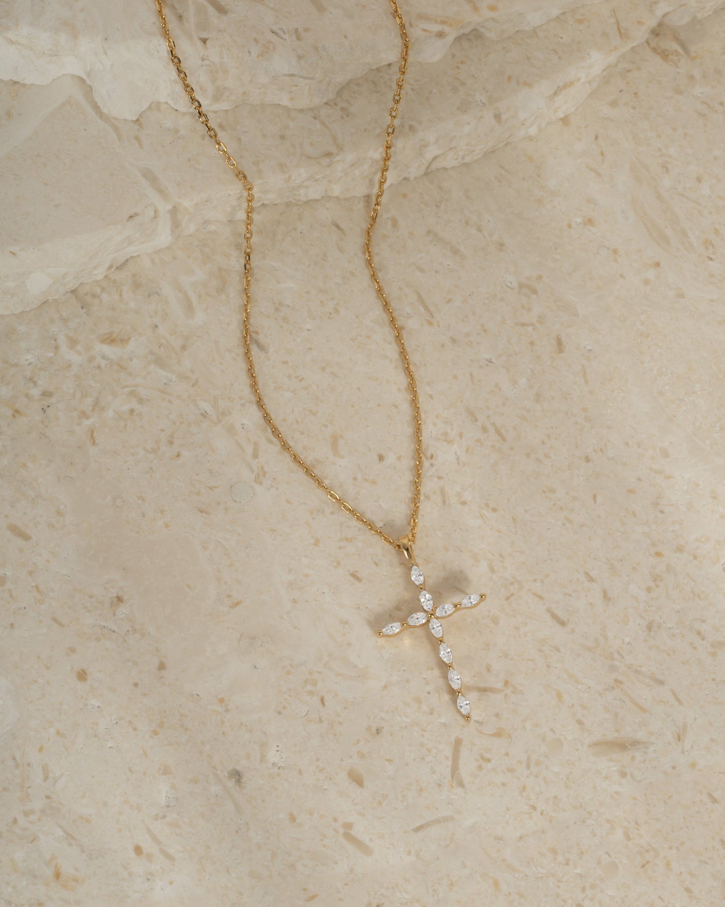 Marquise Cut Cross Necklace