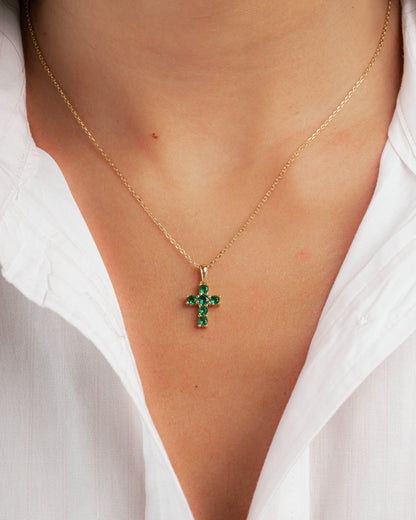 Emerald Cross Necklace