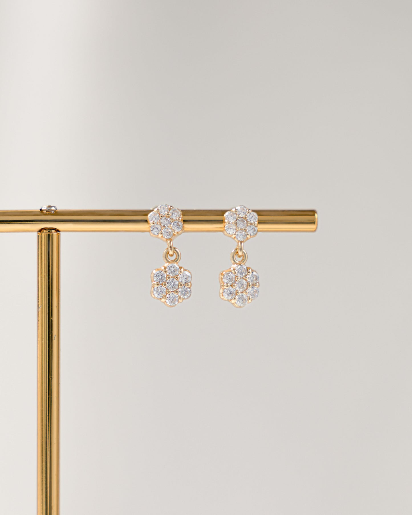 Diamond Flower Charm Studs