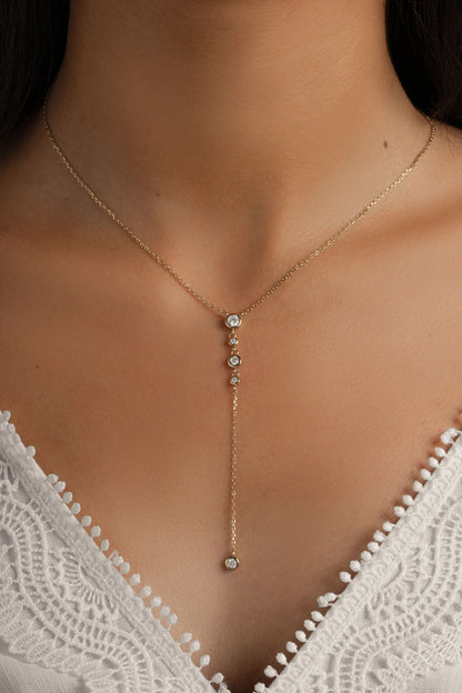 Bezel Lariat Necklace