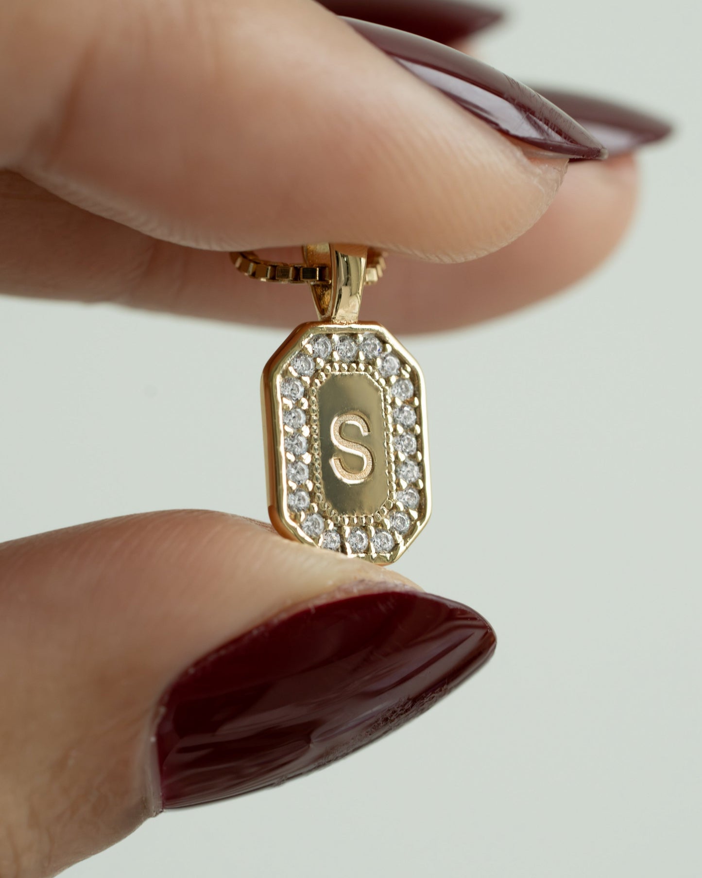 Custom Initial Studded Pendant Necklace