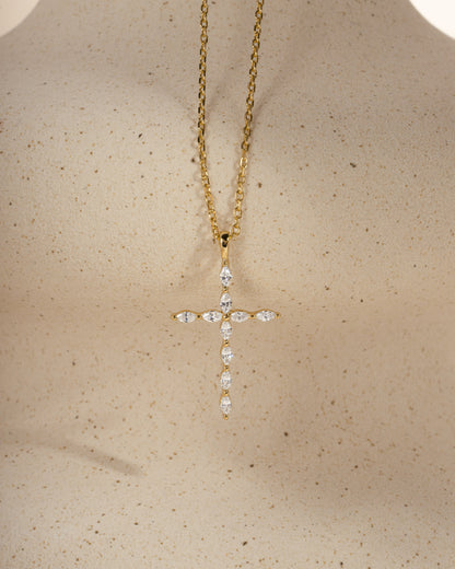 Marquise Cut Cross Necklace