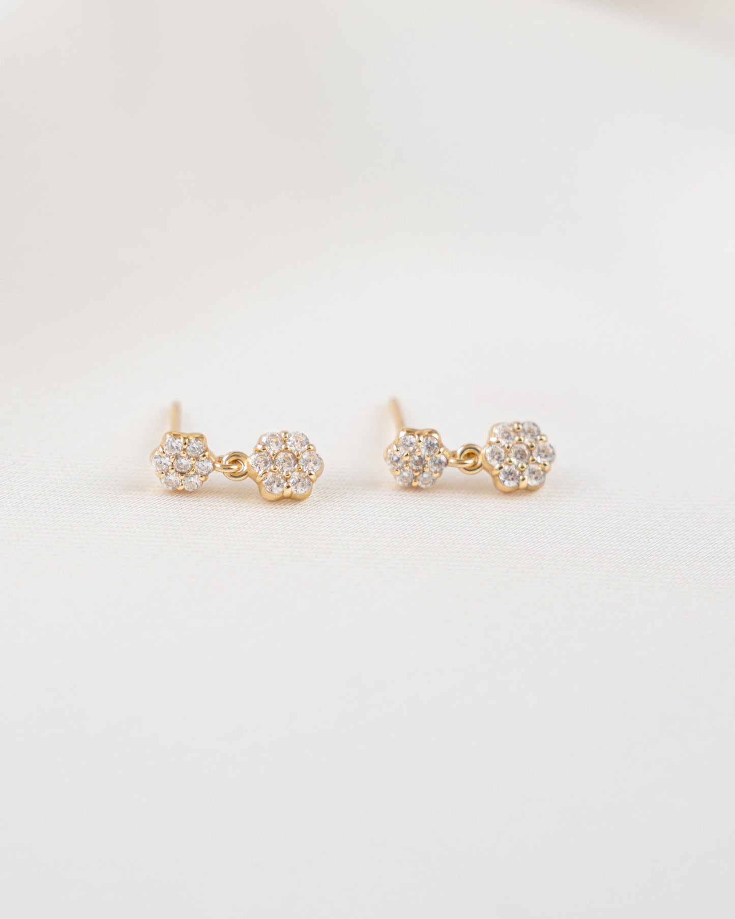 Diamond Flower Charm Studs