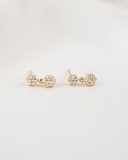 Diamond Flower Charm Studs