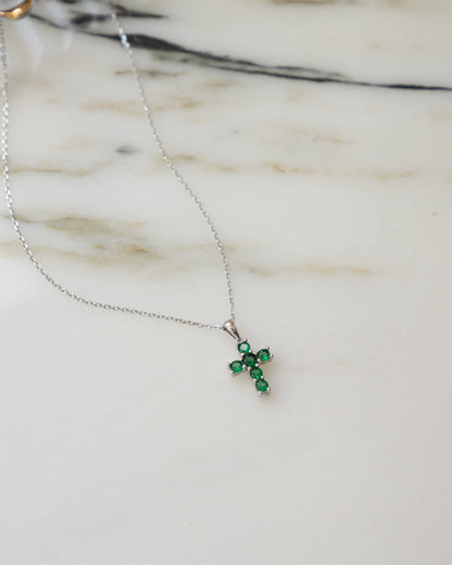Emerald Cross Necklace