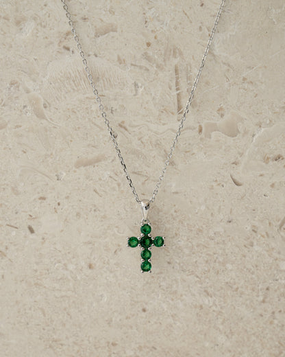 Emerald Cross Necklace