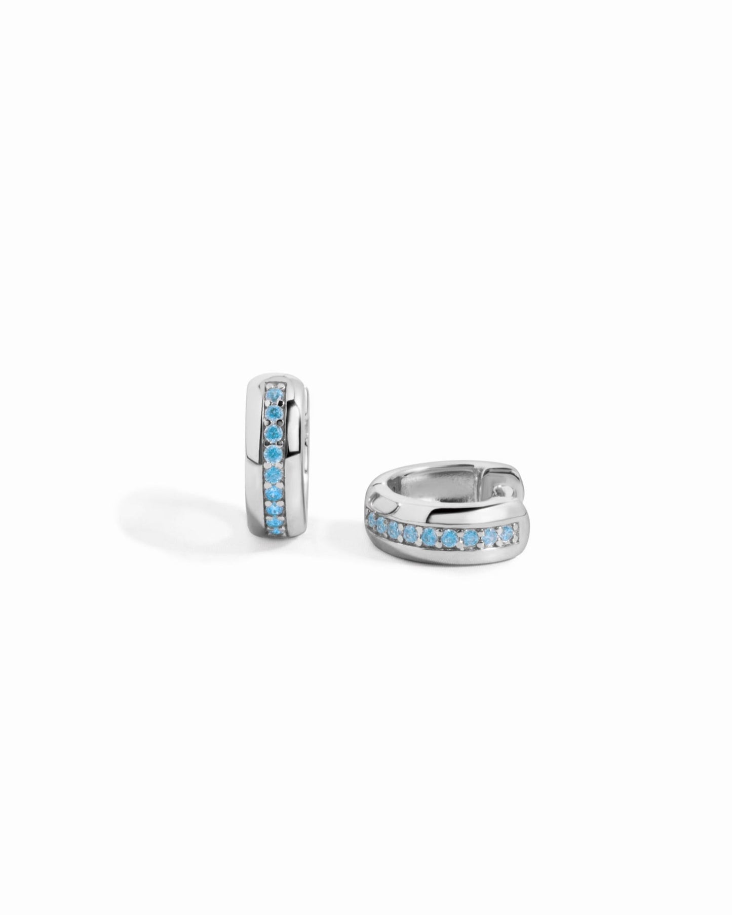 Stripe Aquamarine Huggie Earrings