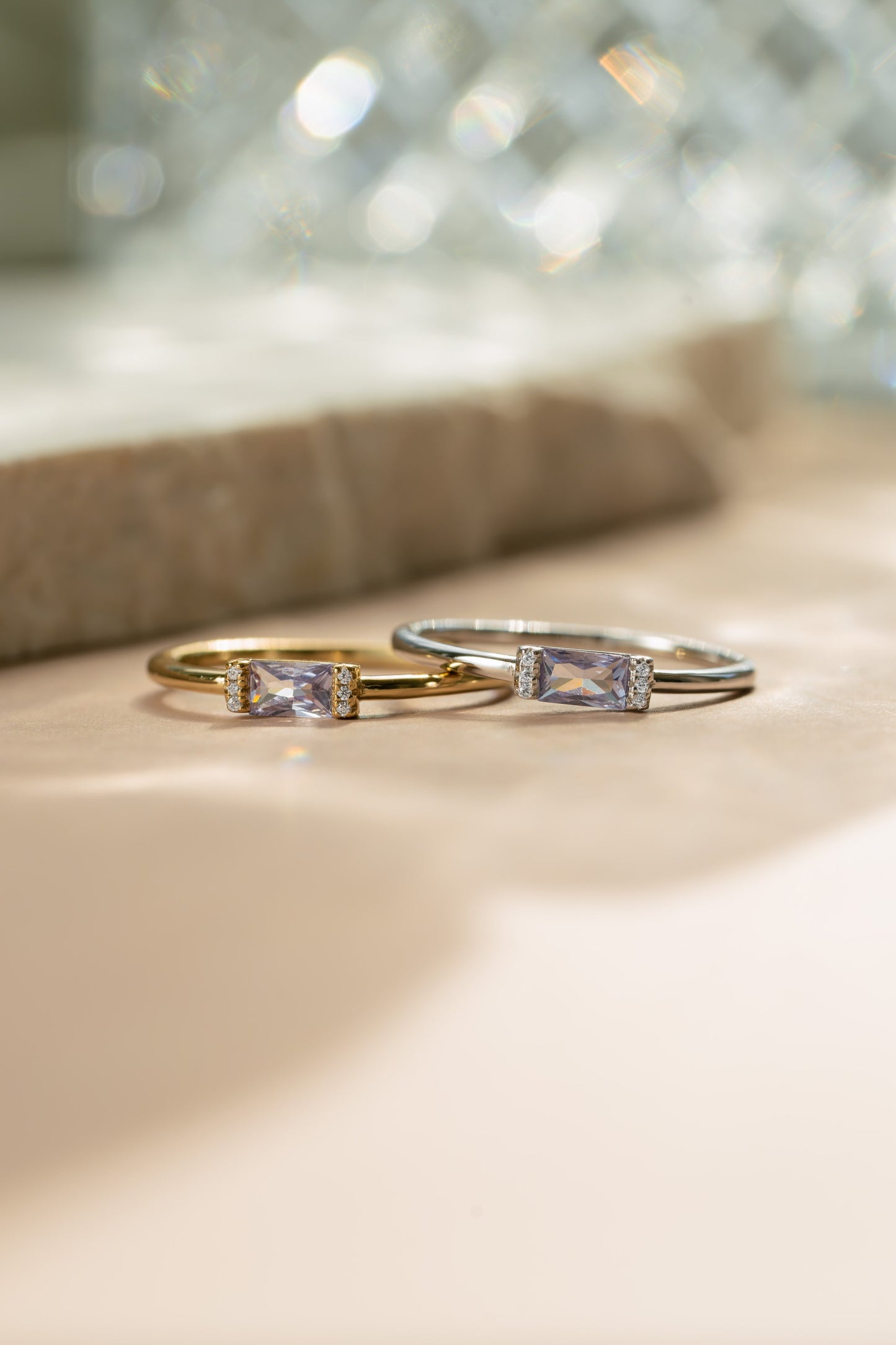Light Amethyst Simple Baguette Ring