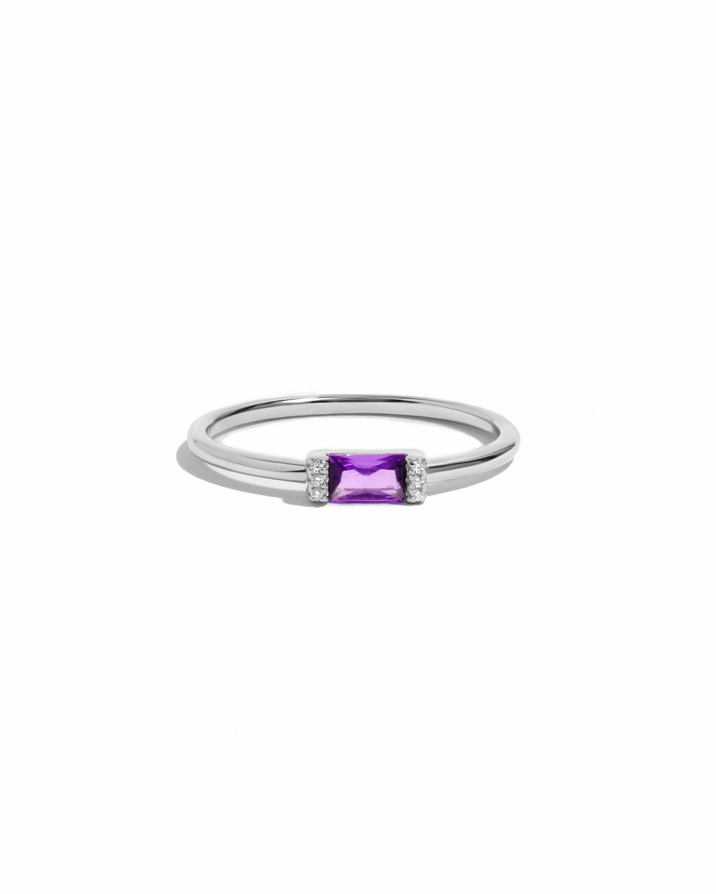 Amethyst Simple Baguette Ring