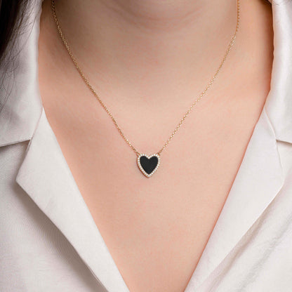 Black Onyx Heart Necklace
