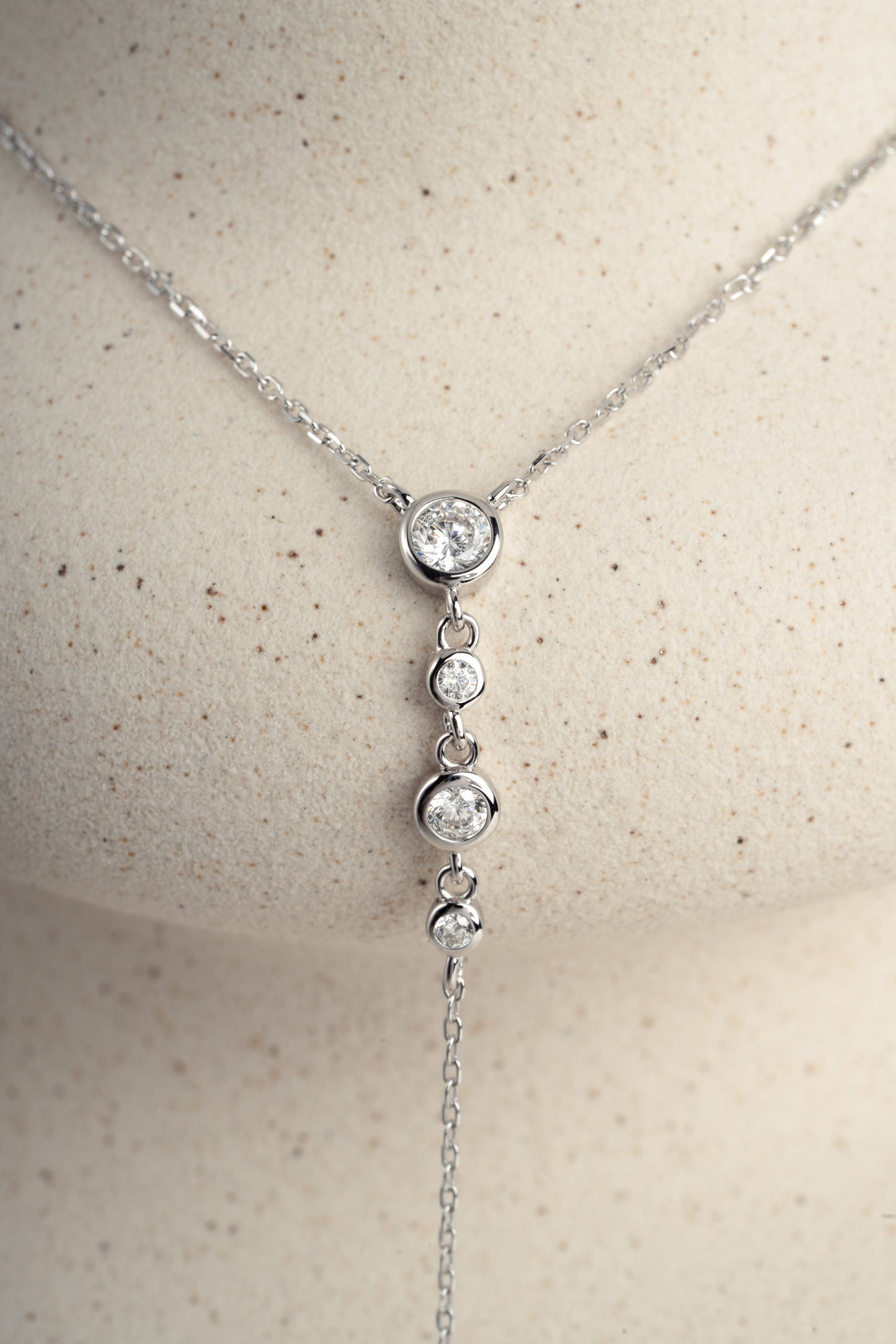 Bezel Lariat Necklace