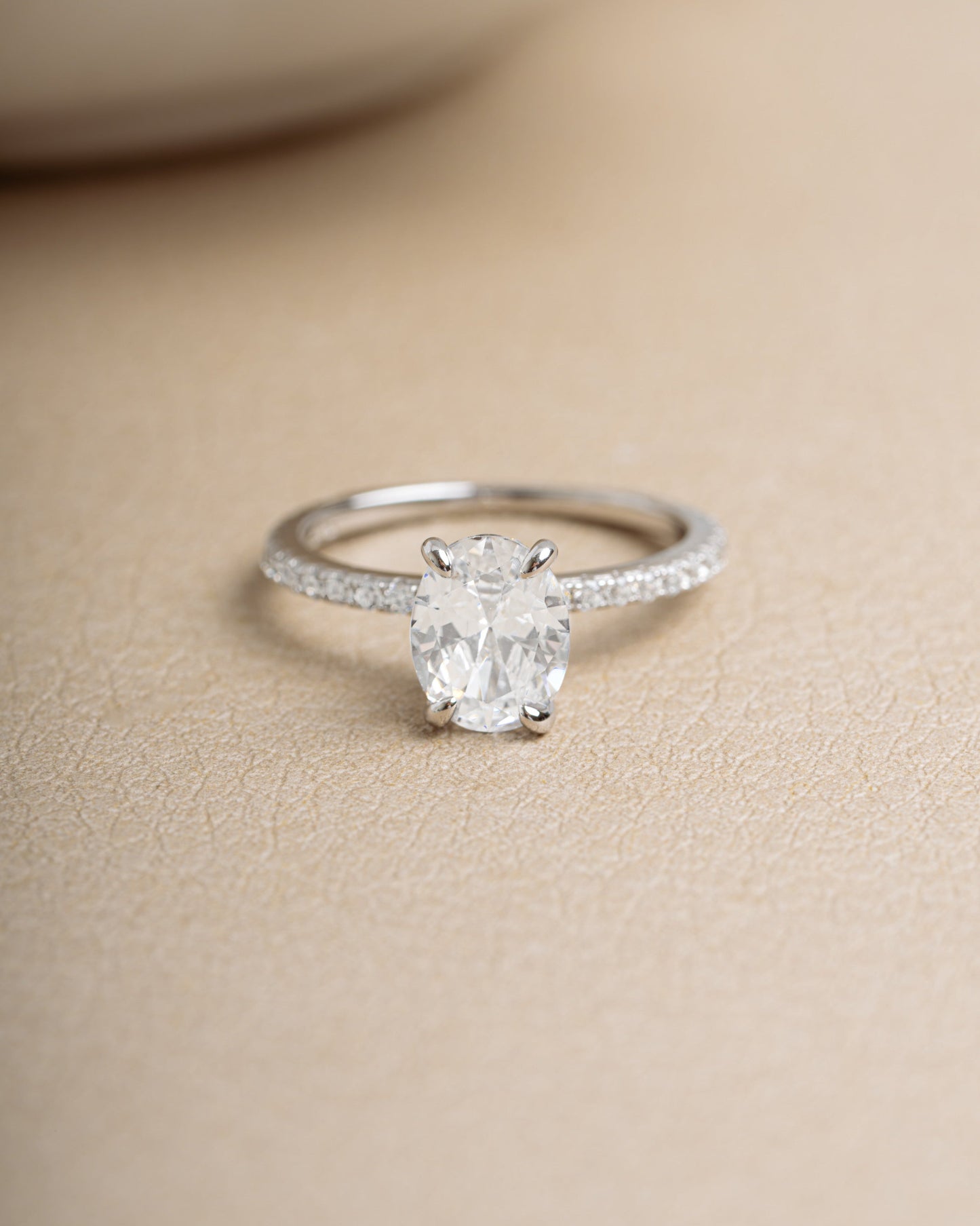 Oval Pave Band Engagement Ring