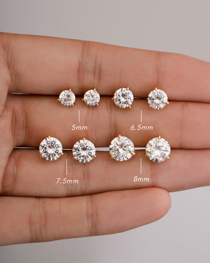 7.5mm Round Solitaire Stud Earrings