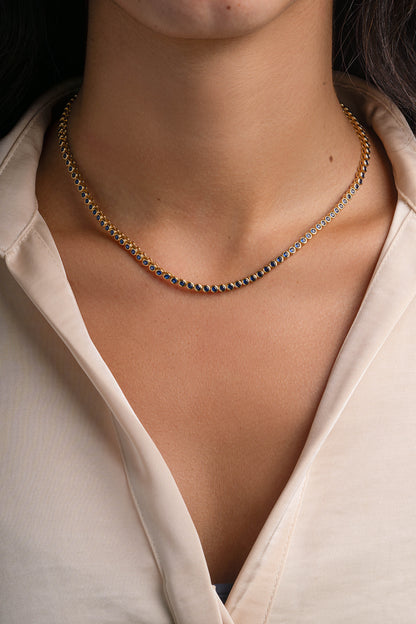 Sapphire Bezel Tennis Necklace