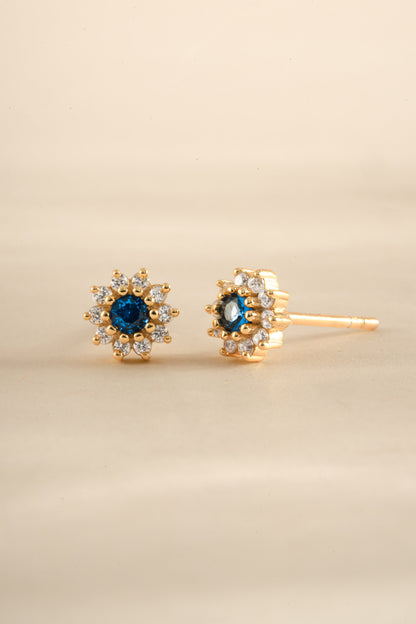 Sapphire Dainty Flower Studs