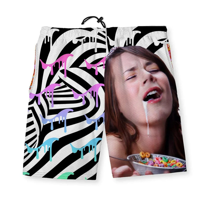 One side displays a dizzying, psychedelic swirl of obsidian black and optic white stripes overlaid with cartoonish liquid drips fading from neon bubblegum pink to electric cyan. Contact us with accessibility feedback, we'd love to help!