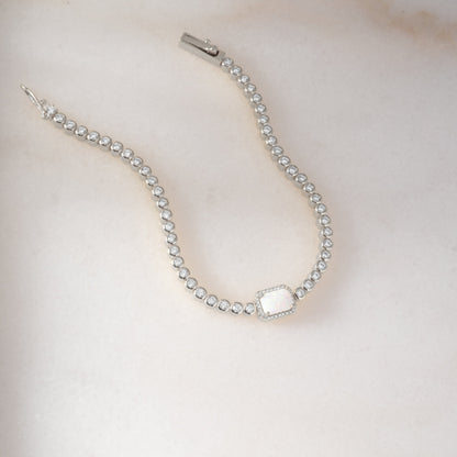 Silver Opal Baguette Tennis Bracelet
