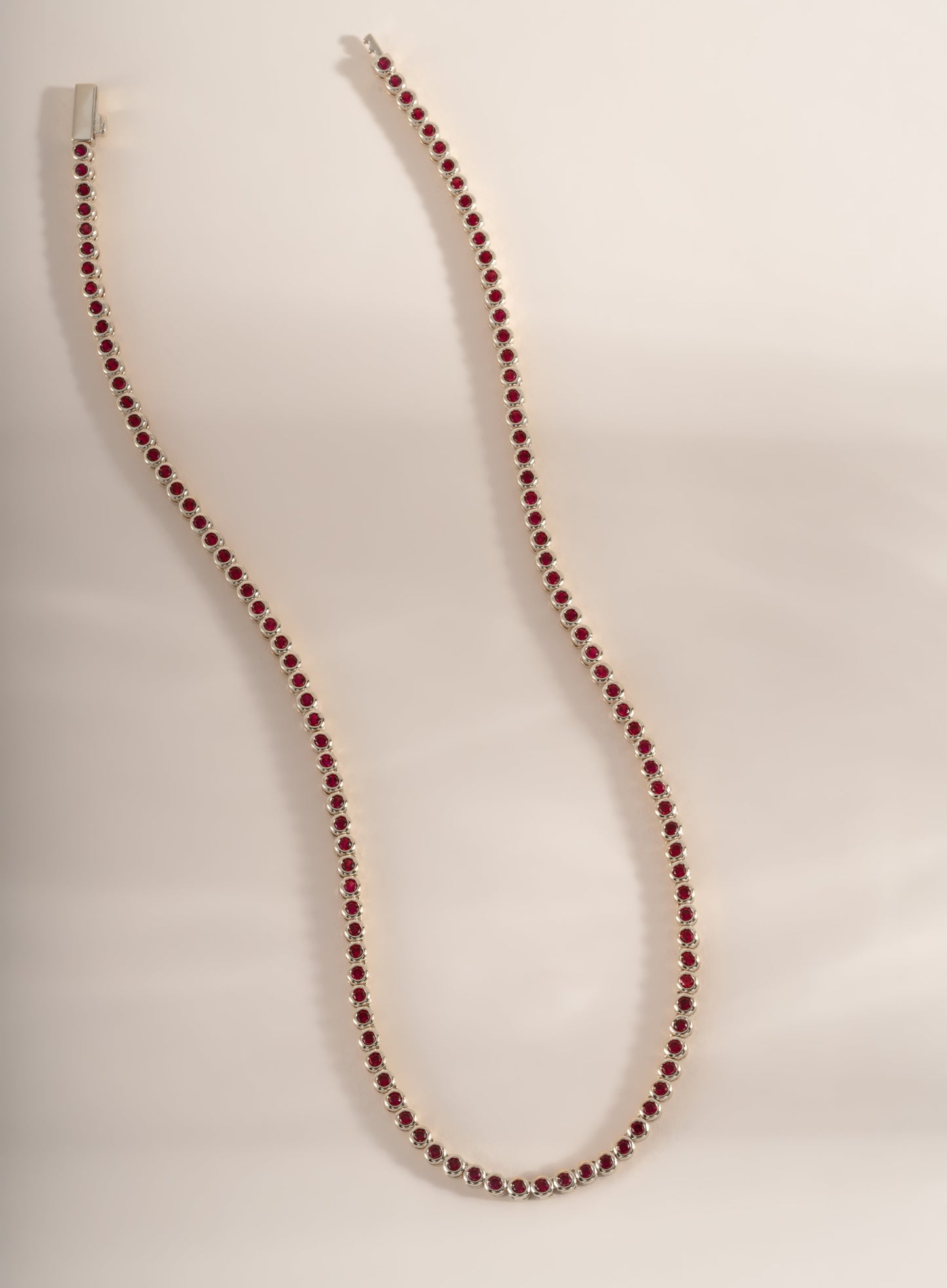 Ruby Bezel Tennis Necklace