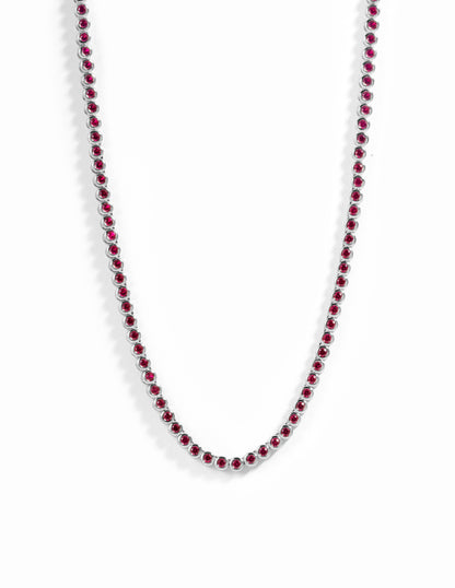 Ruby Bezel Tennis Necklace