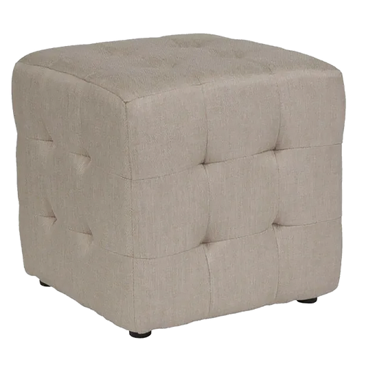 Square Tufted Linen Stool