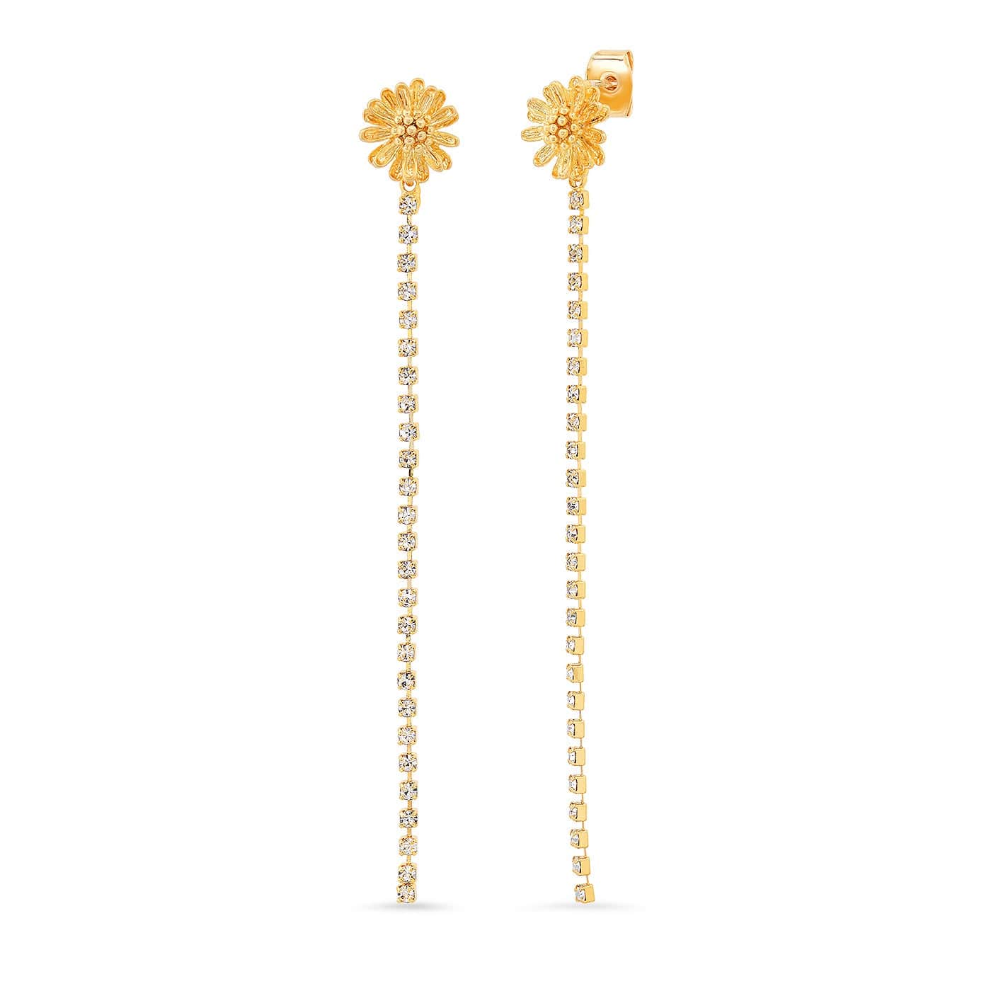 Flower Studs with CZ Linear Drop