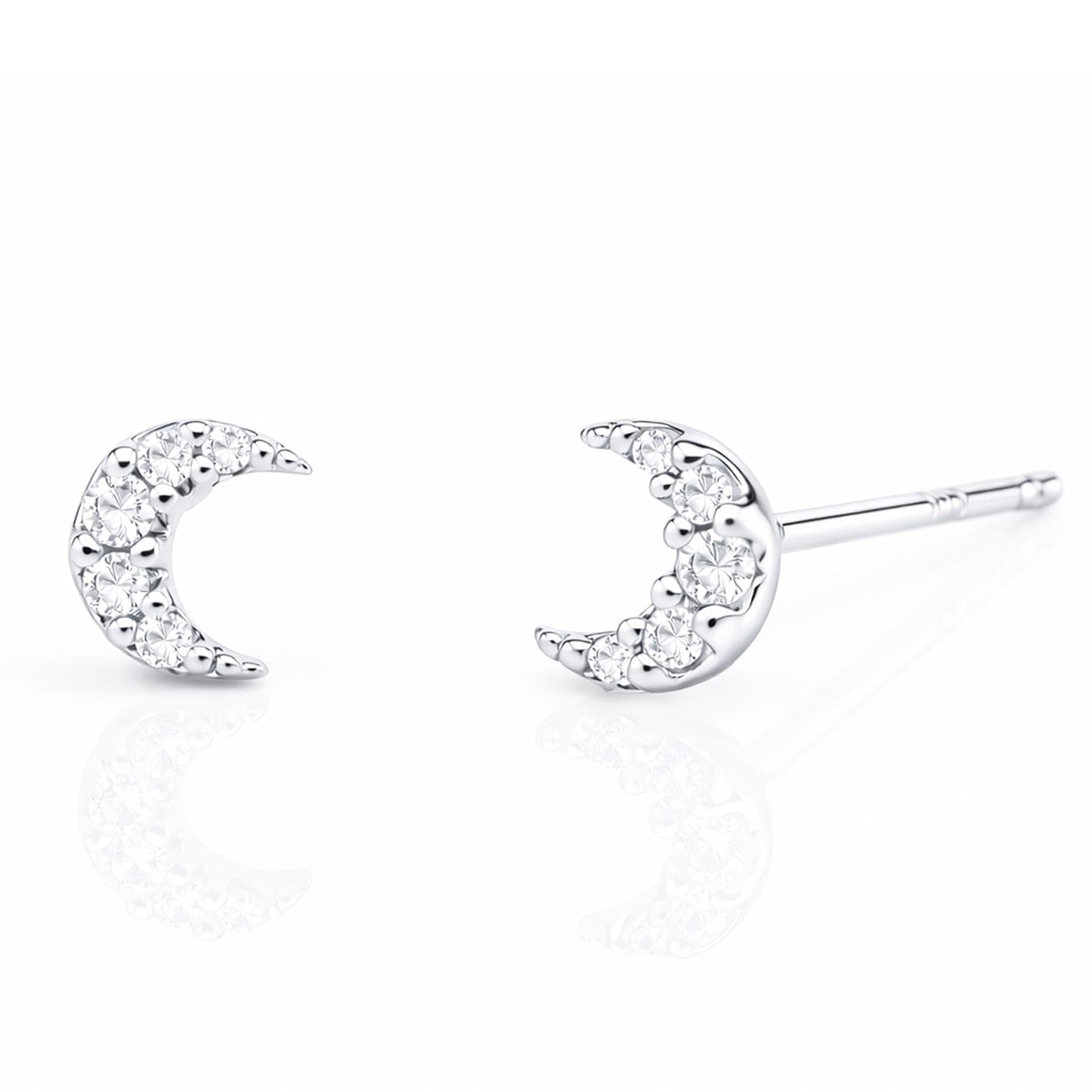 Mini Pave Moon Earrings