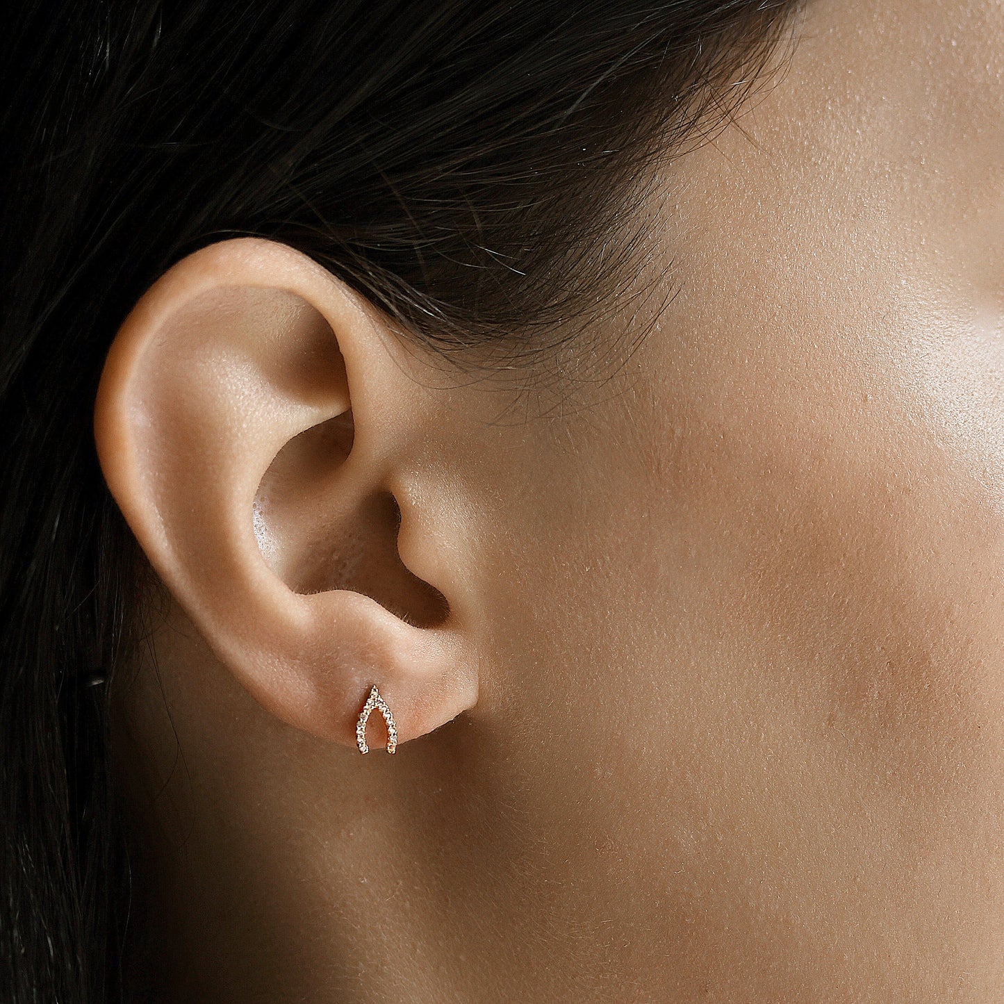Pave Mini Wishbone Earrings