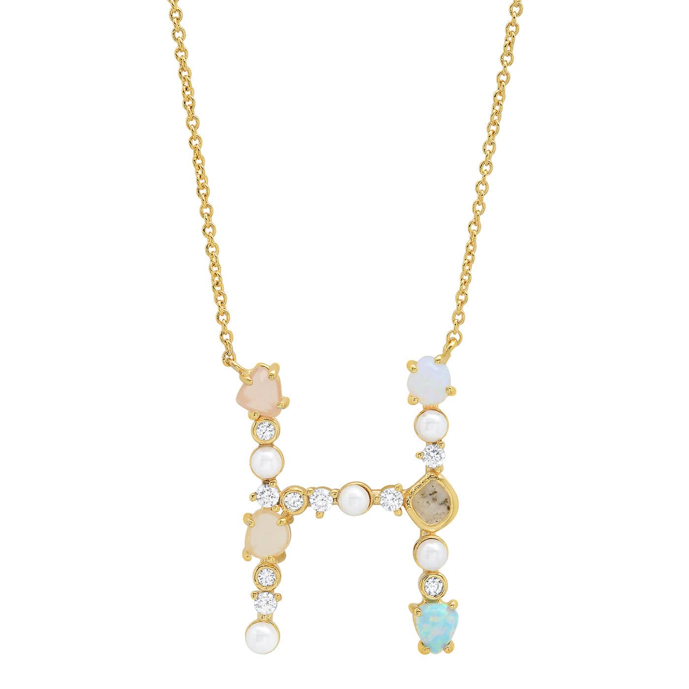 Opal & Pearl Initial Necklace