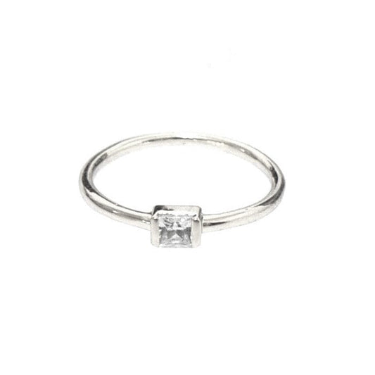 Silver Solitaire CZ Ring