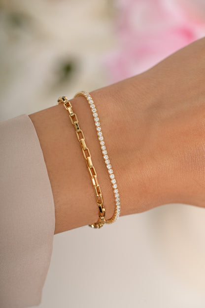 Tennis & Paperclip Bracelet Set