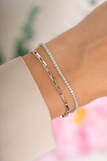 Tennis & Paperclip Bracelet Set