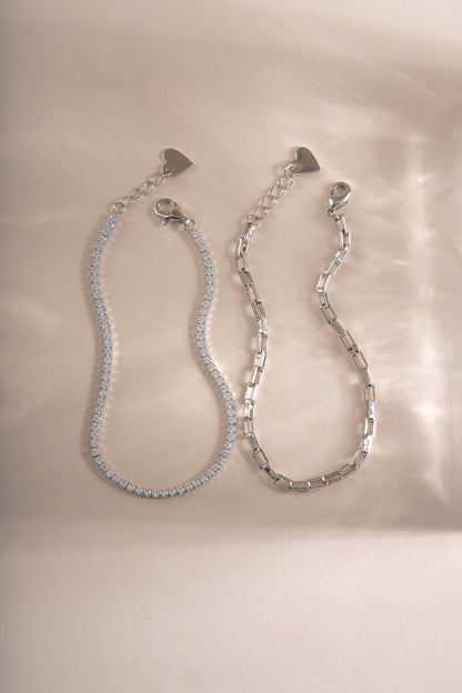 Tennis & Paperclip Bracelet Set