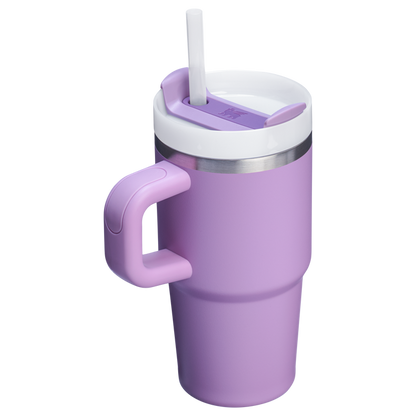 The Quencher H2.O 20 oz FlowState Tumbler with handle and straw in Lilac Purple